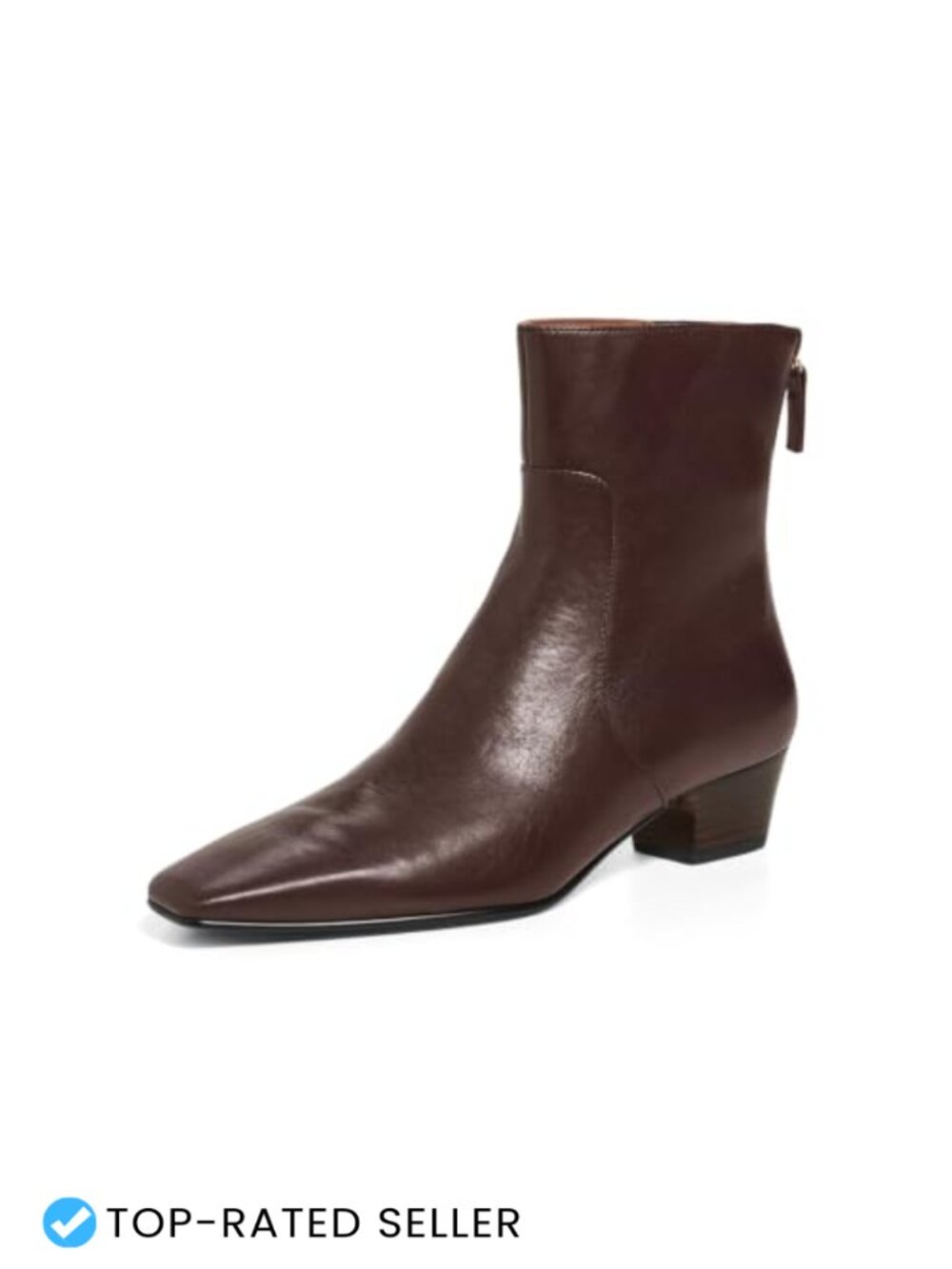Square Toe Ankle Boots Block Low Heel Back Zipper Booties